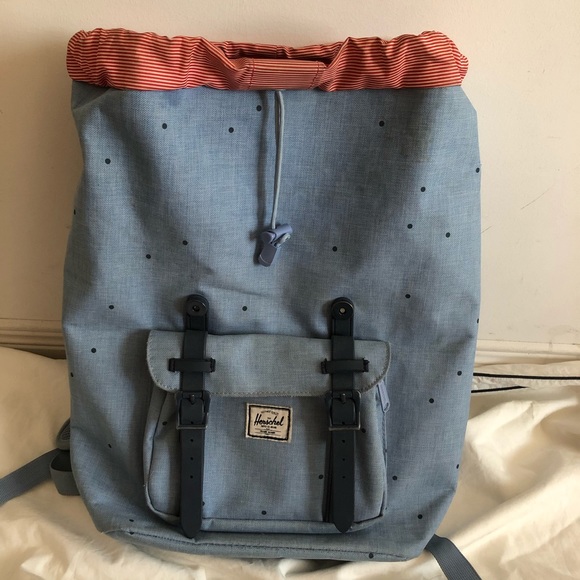 HERSCHEL SUPPLY CO BLUE POLKA DOTS BACKPACK - Picture 7 of 16